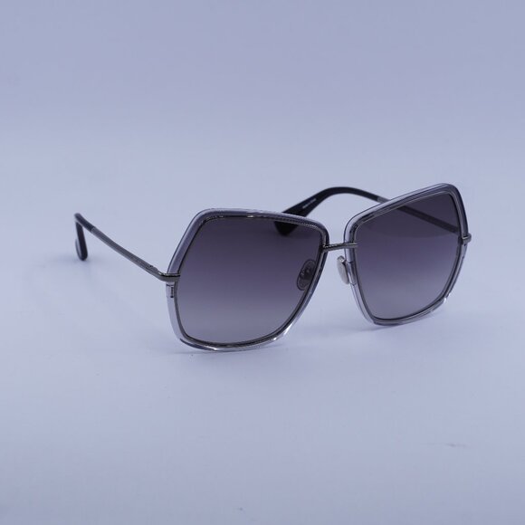 MaxMara ELSA3 MM0054 12B Sunglasses Ruthenium Geometric Frame, Smoke Lenses - Picture 1 of 9